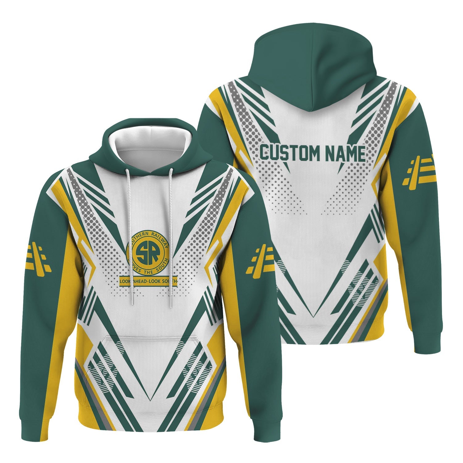 Railspirit Personalized Southern Railway U.S Hoodie Railroad Tribute Design SOU Train Zip Up Hoodie for Train Lovers