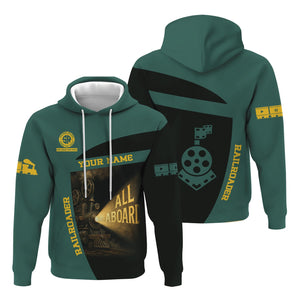 Railspirit Personalized Southern Railway U.S Hoodie All Aboard Steam Train Movie Projector Style SOU Zip Up Hoodie