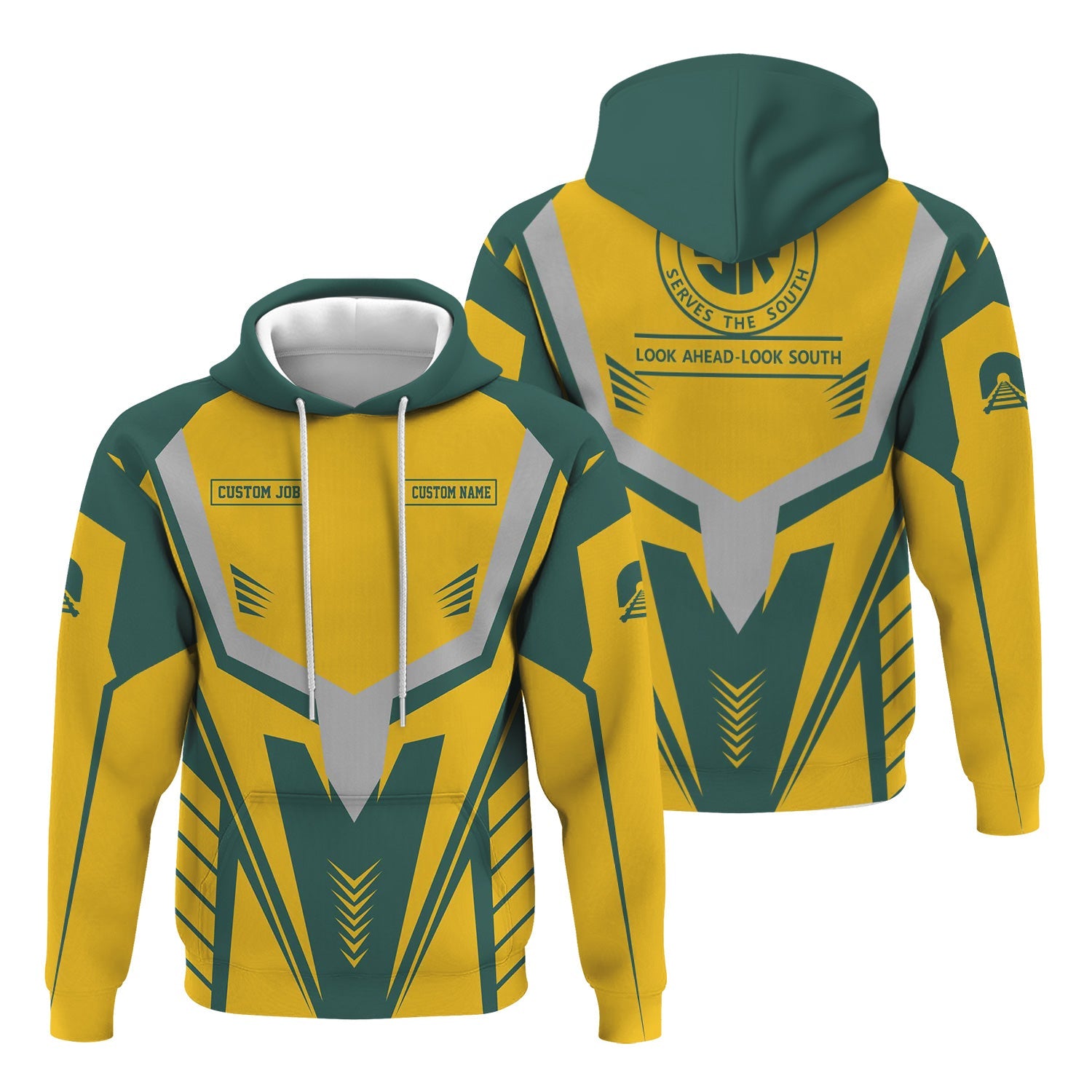 Railspirit Personalized Southern Railway U.S Hoodie Workwear-Inspired with Custom Position SOU Train Zip Up Hoodie