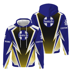 Railspirit Personalized Santa Fe Railway Hoodie Lightning Graphic Style Atchison, Topeka and Santa Fe Railway Zip Up Hoodie Gift Idea For Train Lover