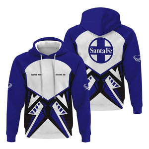 Railspirit Personalized Santa Fe ATSF Railway Hoodie Vibriant Style with Custom Position Atchison, Topeka and Santa Fe Train Zip Up Hoodie