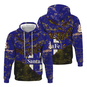 Railspirit Personalized Santa Fe ATSF Railway Hoodie Torn Graphic Style Atchison, Topeka and Santa Fe Train Zip Up Hoodie For Rail Junkie