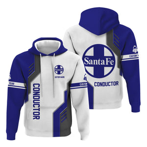 Railspirit Personalized Santa Fe ATSF Railway Hoodie Unique Railway Style with Custom Job Atchison, Topeka and Santa Fe Train Zip Up Hoodie