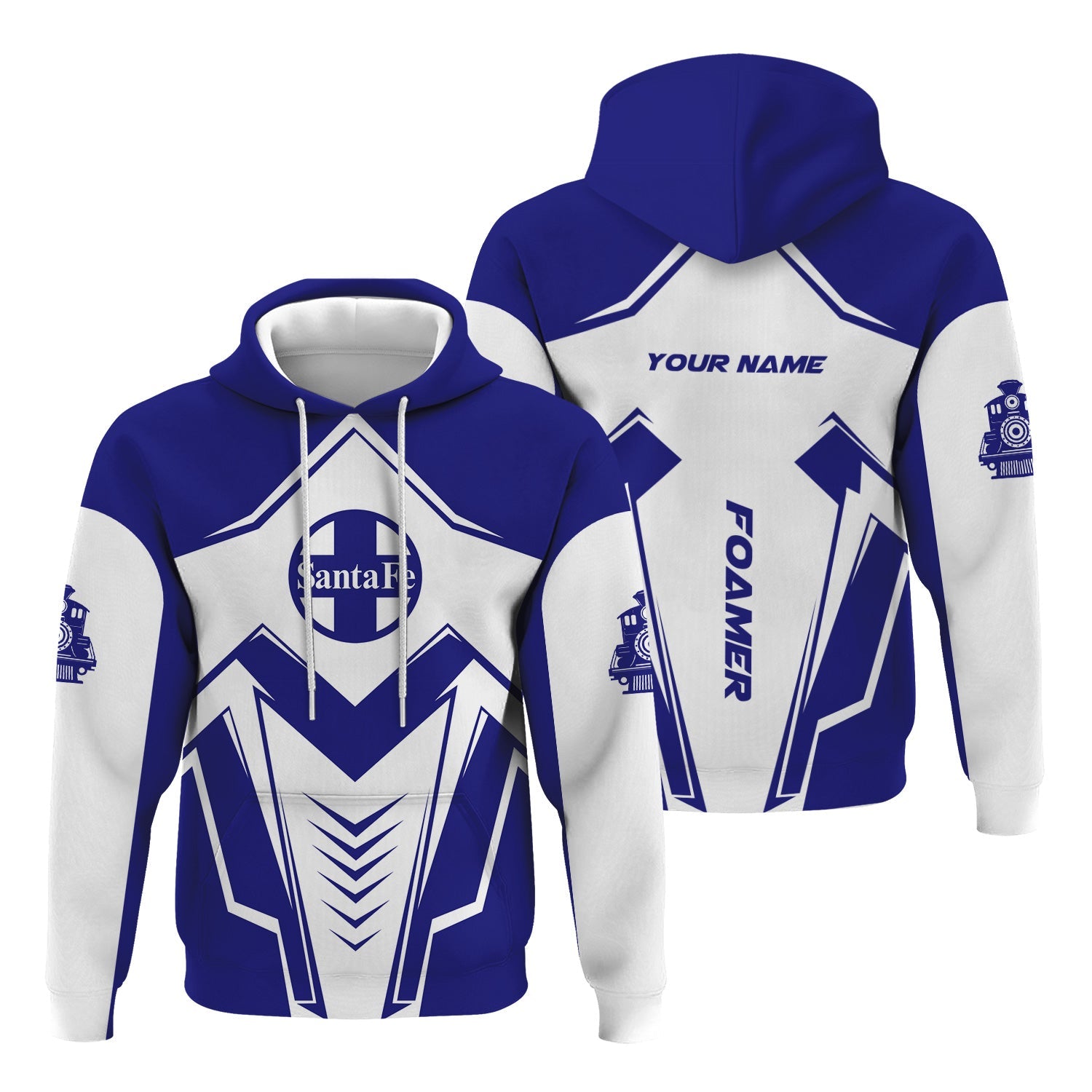 Railspirit Personalized Santa Fe Railway Hoodie Railway Trainspotter Style Atchison, Topeka and Santa Fe Railway Zip Up Hoodie Gift Idea For Foamers