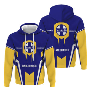 Railspirit Personalized Santa Fe Railway Hoodie Custom Year Railroader Atchison, Topeka and Santa Fe Railway Zip Up Hoodie