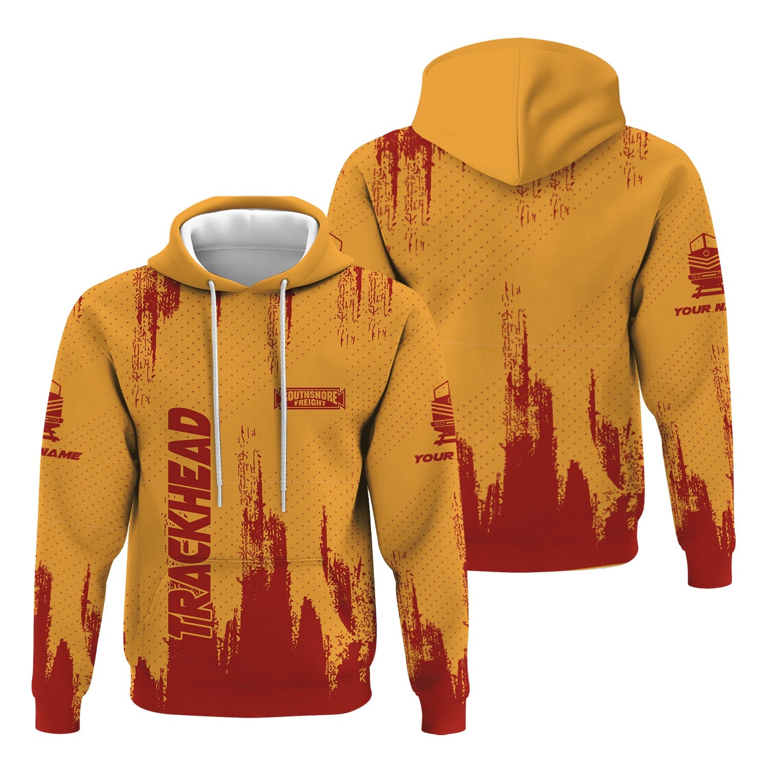 Railspirit Personalized Chicago South Shore and South Bend Railroad Hoodie Paint Impact Design Train Zip Up Hoodie for Trackhead
