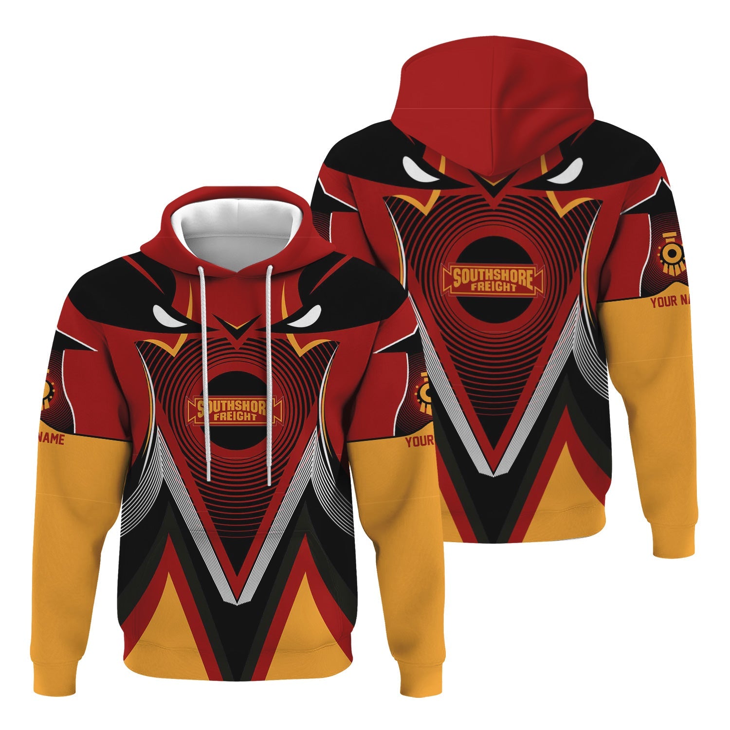 Railspirit Personalized Chicago South Shore and South Bend Railroad Hoodie Vibrant Graphic Pattern Zip Up Hoodie For Train Enthusiasts