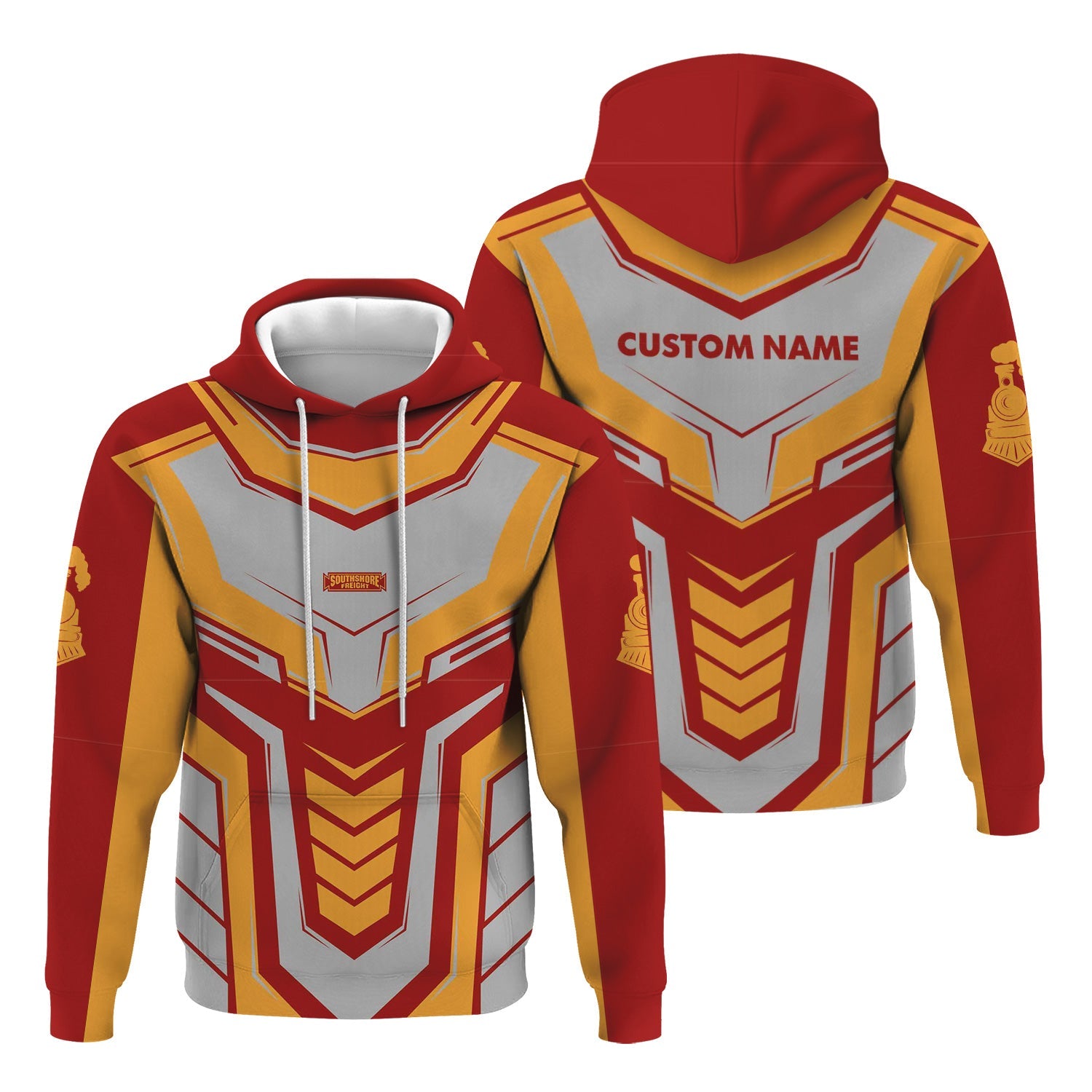 Railspirit Personalized Chicago South Shore and South Bend Railroad Hoodie Armor-Inspired Design Train Zip Up Hoodie All Over Print