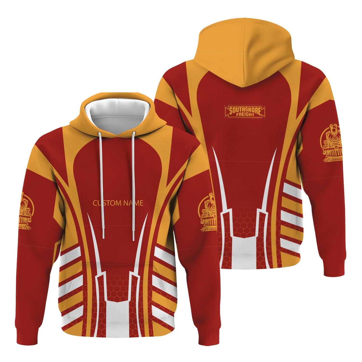 Railspirit Personalized Chicago South Shore and South Bend Railroad Hoodie Striped Railroad Style Train Zip Up Hoodie All Over Print