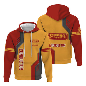 Railspirit Personalized Chicago South Shore and South Bend Railroad Hoodie Unique Railway Style with Custom Job Train Zip Up Hoodie