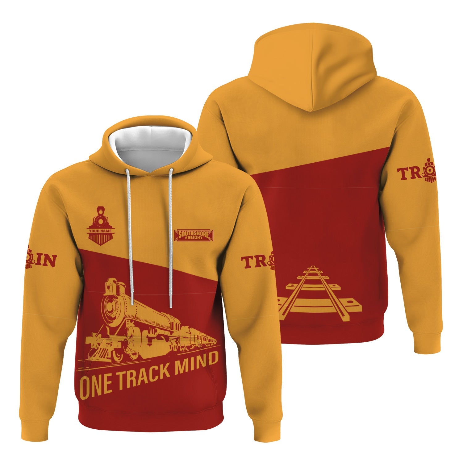 Railspirit Custom Name Chicago South Shore and South Bend Railroad Hoodie One Track Mind Printed Zip Hoodie