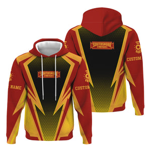 Railspirit Personalized Chicago South Shore and South Bend Railroad Hoodie Lightning Graphic Style Zip Up Hoodie Gift Idea For Train Lover