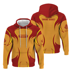 Railspirit Personalized Chicago South Shore and South Bend Railroad Hoodie Distinctive Flame Style Zip Up Hoodie For Steam Engine Addict