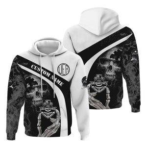 Railspirit Personalized Union Electric Railway Hoodie Flame Skull Design Train Zip Up Hoodie for Locomotive Fans