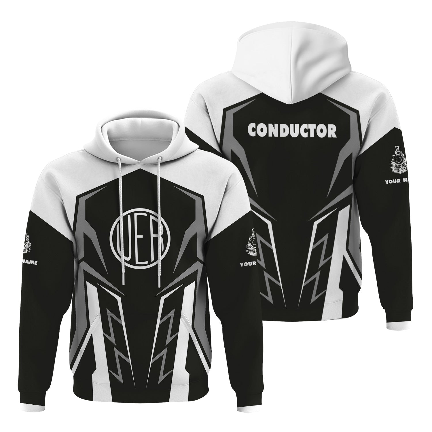 Railspirit Personalized Union Electric Railway Hoodie Futuristic Design with Custom Job Train Zip Up Hoodie