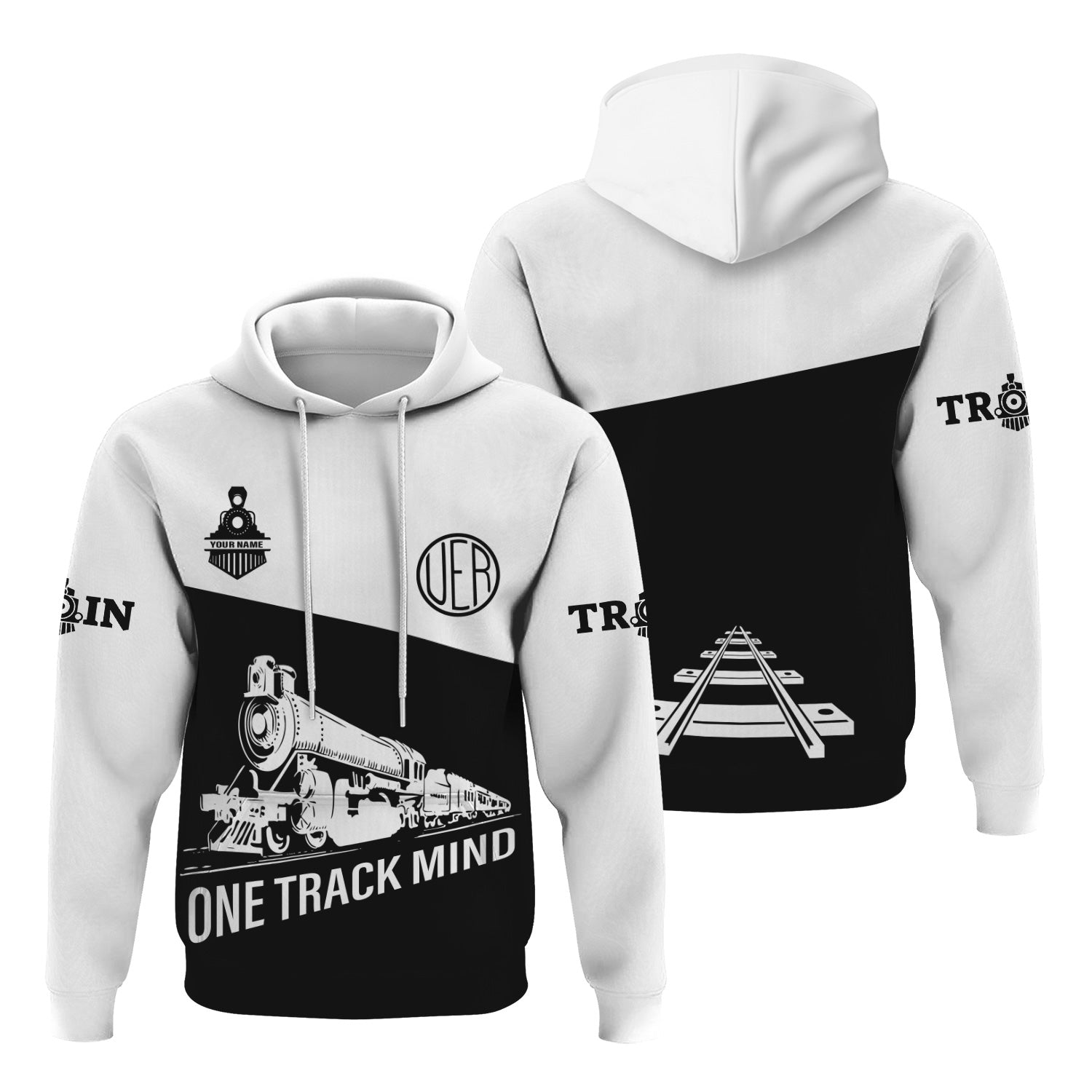 Railspirit Custom Name Union Electric Railway Hoodie One Track Mind Printed Zip Hoodie