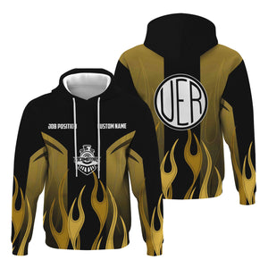 Railspirit Custom Name and Job Title Union Electric Railway Hoodie Flame Graphic Train Zip Up Hoodie