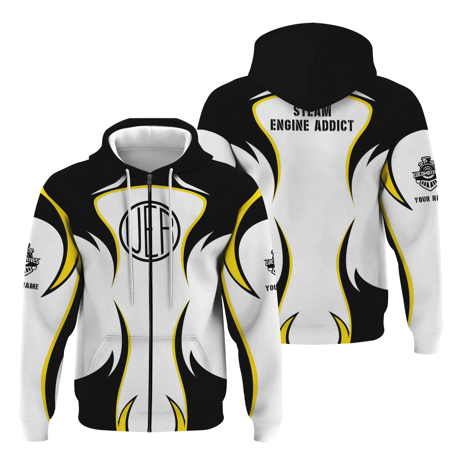 Railspirit Personalized Union Electric Railway Hoodie Distinctive Flame Style Zip Up Hoodie For Steam Engine Addict