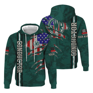 Railspirit Personalized Great Western Railway Hoodie USA Flag Claw Art with Custom Job Train Zip Up Hoodie