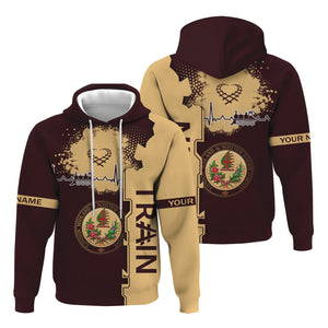 Railspirit Personalized London, Midland and Scottish Railway Hoodie Engine Heartbeat and Track Love Style Zip Up Hoodie Gift Idea For Train Lovers