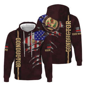 Railspirit Personalized London, Midland and Scottish Railway Hoodie USA Flag Claw Art with Custom Job Train Zip Up Hoodie