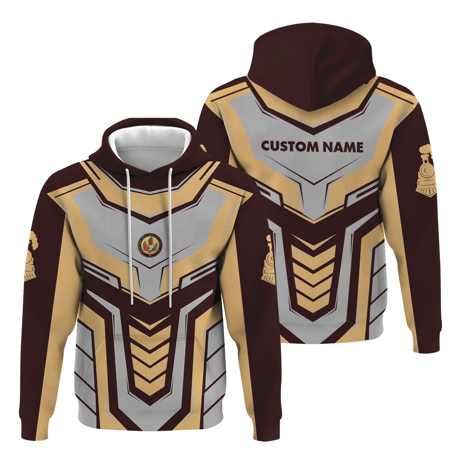 Railspirit Personalized London, Midland and Scottish Railway Hoodie Armor-Inspired Design Train Zip Up Hoodie All Over Print