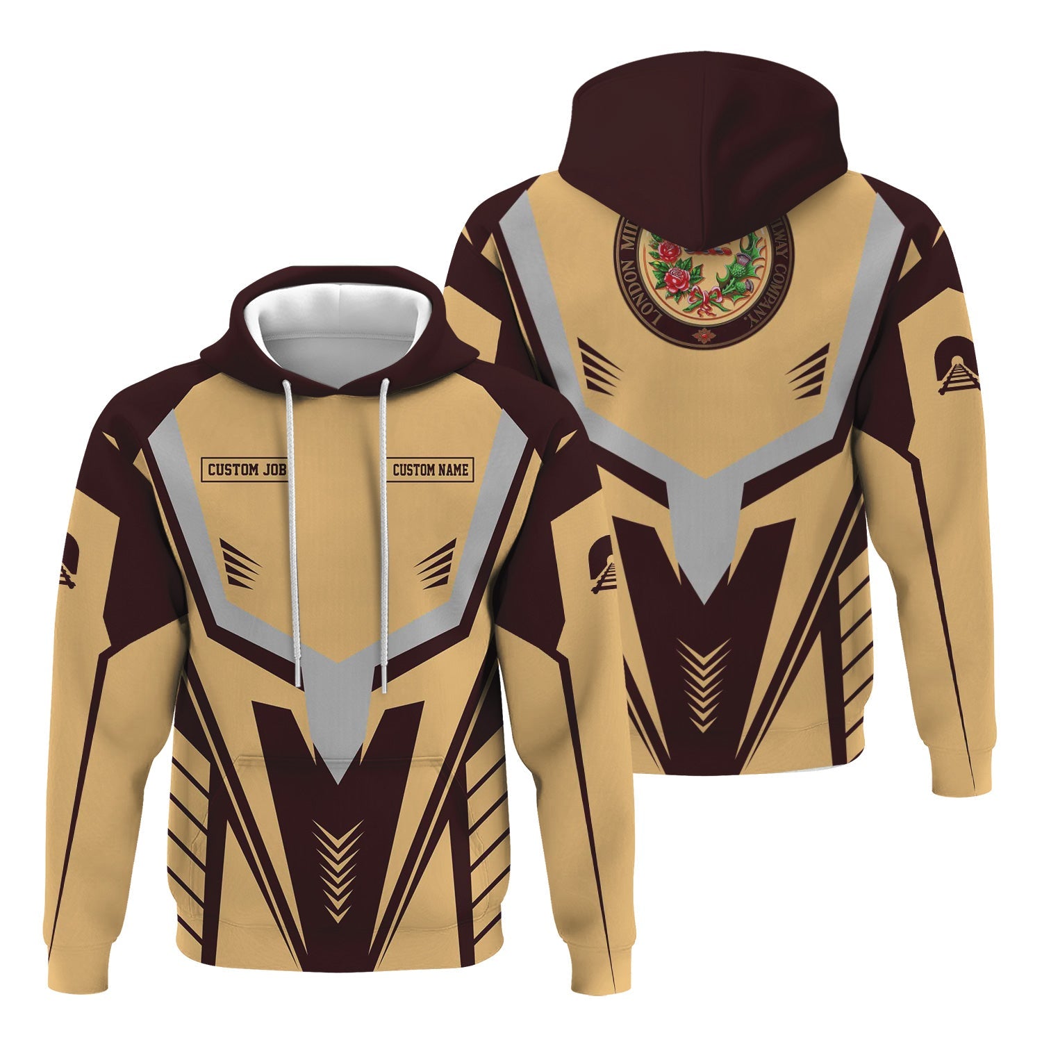 Railspirit Personalized London, Midland and Scottish Railway Hoodie Workwear-Inspired with Custom Position Train Zip Up Hoodie