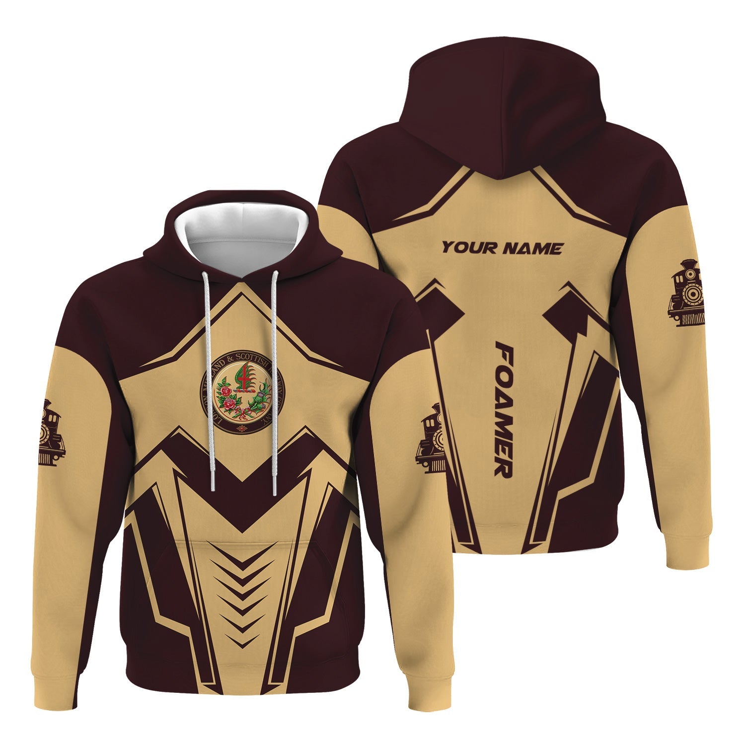 Railspirit Personalized London, Midland and Scottish Railway Hoodie Railway Trainspotter Style Zip Up Hoodie Gift Idea For Foamers