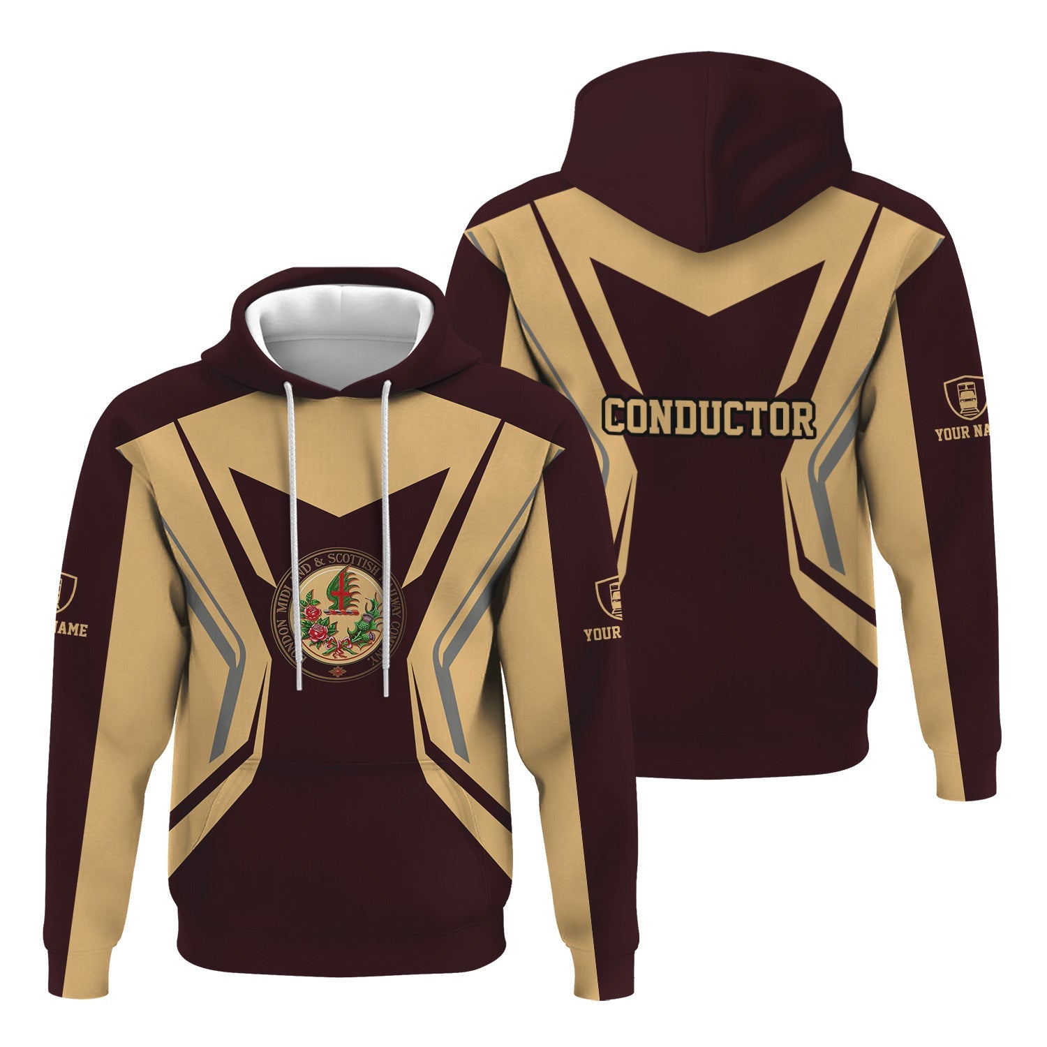 Railspirit Personalized London, Midland and Scottish Railway Hoodie Unique Style with Custom Job Train Zip Up Hoodie