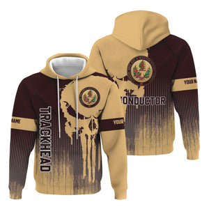 Railspirit Personalized London, Midland and Scottish Railway Hoodie Skull Design with Custom Job Train Zip Up Hoodie for Trackhead Crew