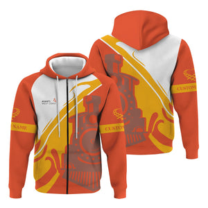 Railspirit Personalized Avanti West Coast Hoodie Flame-Inspired Style Zip Up Hoodie Gift Idea For Train Lovers