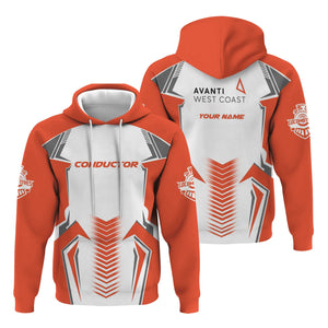 Railspirit Personalized Avanti West Coast Hoodie Standout Style with Custom Position Train Zip Up Hoodie