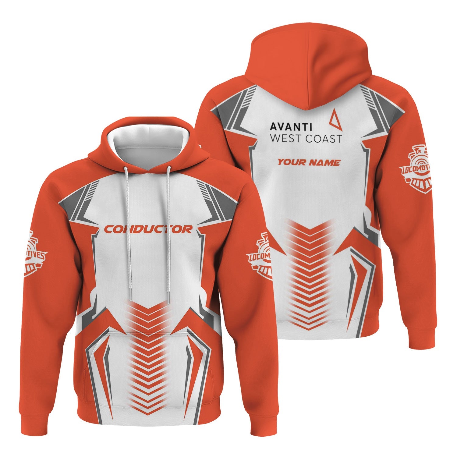 Railspirit Personalized Avanti West Coast Hoodie Standout Style with Custom Position Train Zip Up Hoodie