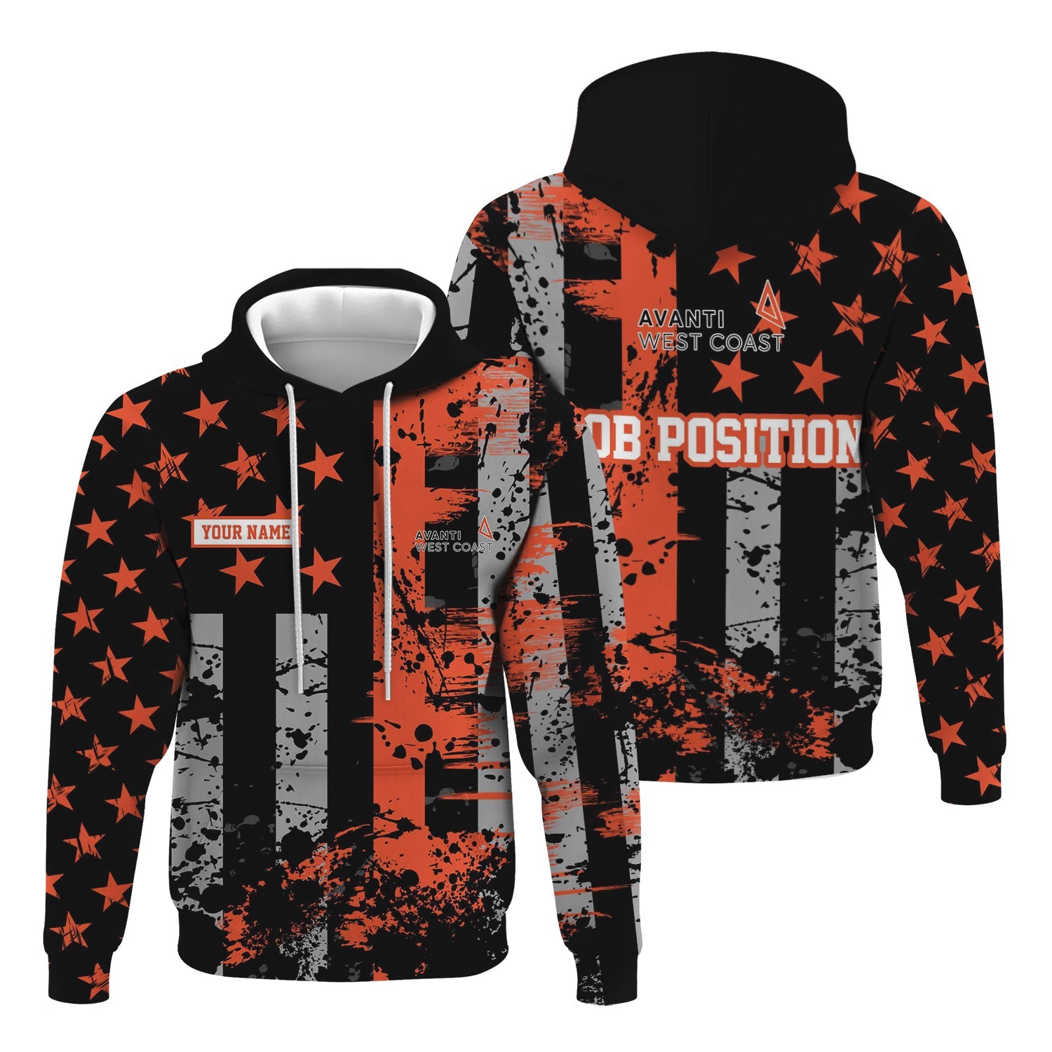Railspirit Personalized Avanti West Coast Hoodie Artistic Paint American Flag Style Train Zip Up Hoodie
