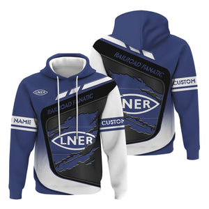 Railspirit Personalized London and North Eastern Railway Hoodie Ripped Texture Style Train Zip Up Hoodie For Railroad Fanatic