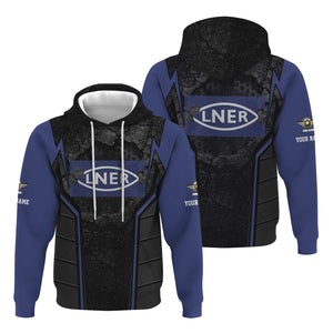 Railspirit Personalized London and North Eastern Railway Hoodie Cracked Metal Design Train Zip Up Hoodie for Rail Enthusiasts