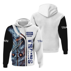 Railspirit Custom Name London and North Eastern Railway Hoodie Railroad Crossing Sign Printed Zip Hoodie