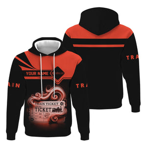 Railspirit Custom Name British Railway Hoodie Train Ticket Printed Zip Hoodie