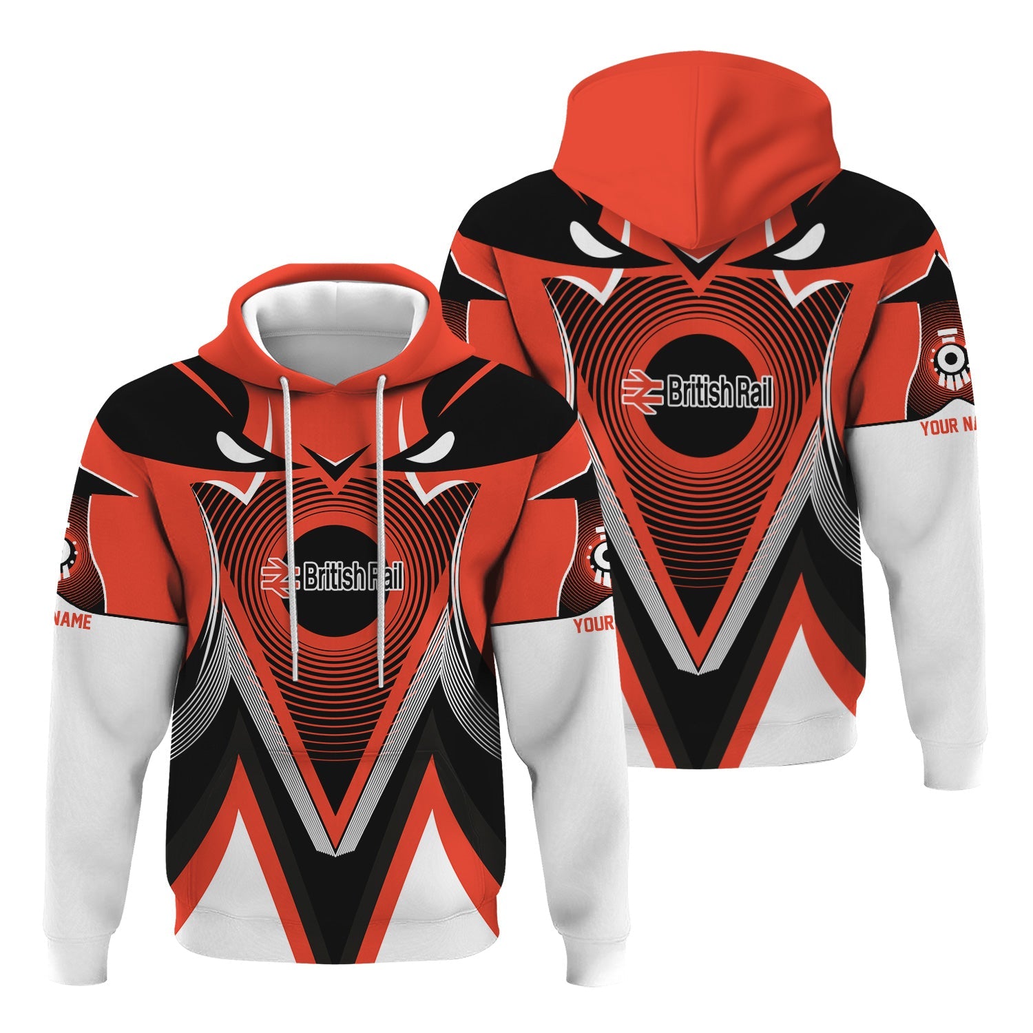 Railspirit Personalized British Railway Hoodie Vibrant Graphic Pattern Zip Up Hoodie For Train Enthusiasts