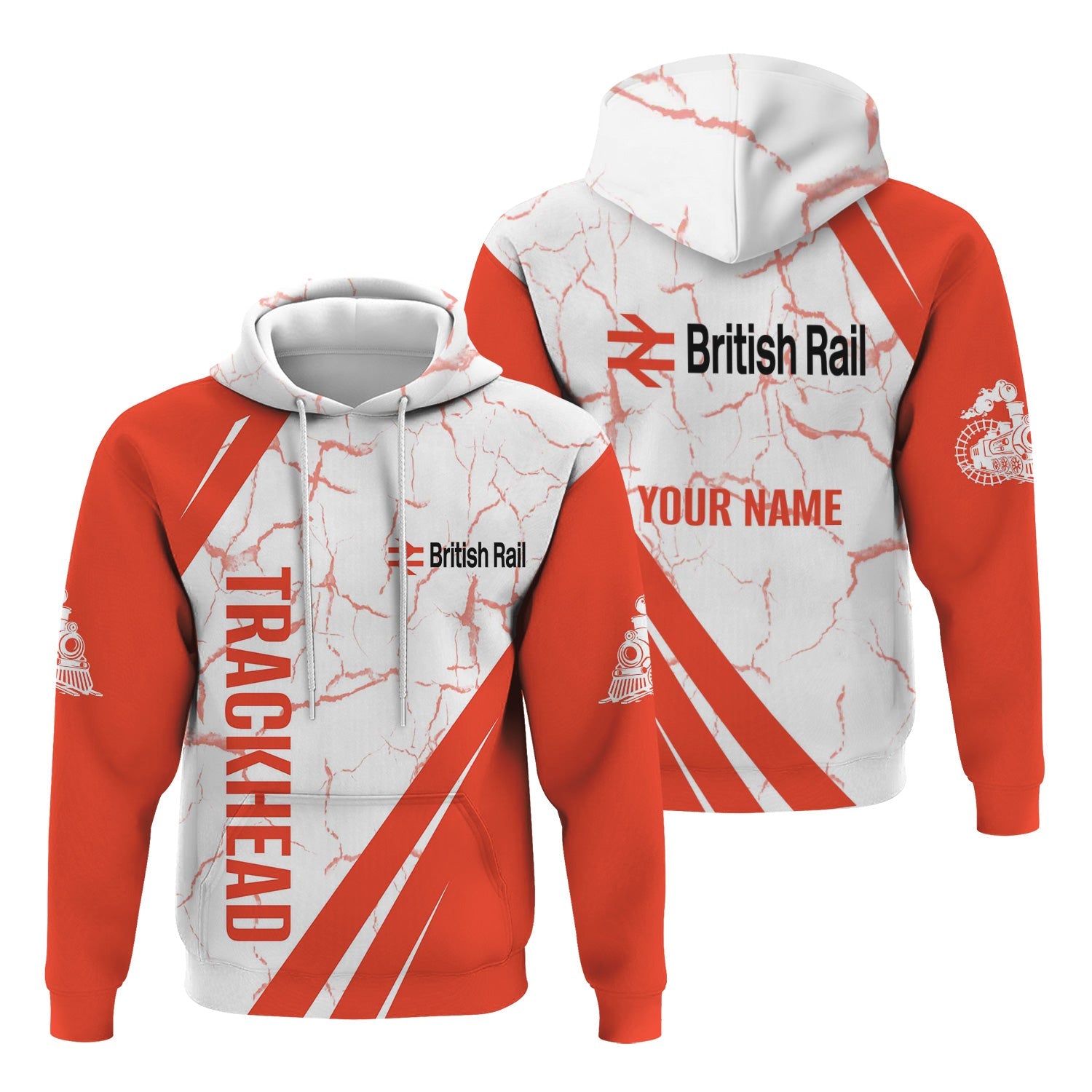 Railspirit Personalized British Railway Hoodie Crackle Texture Style Train Zip Up Hoodie For Trackhead