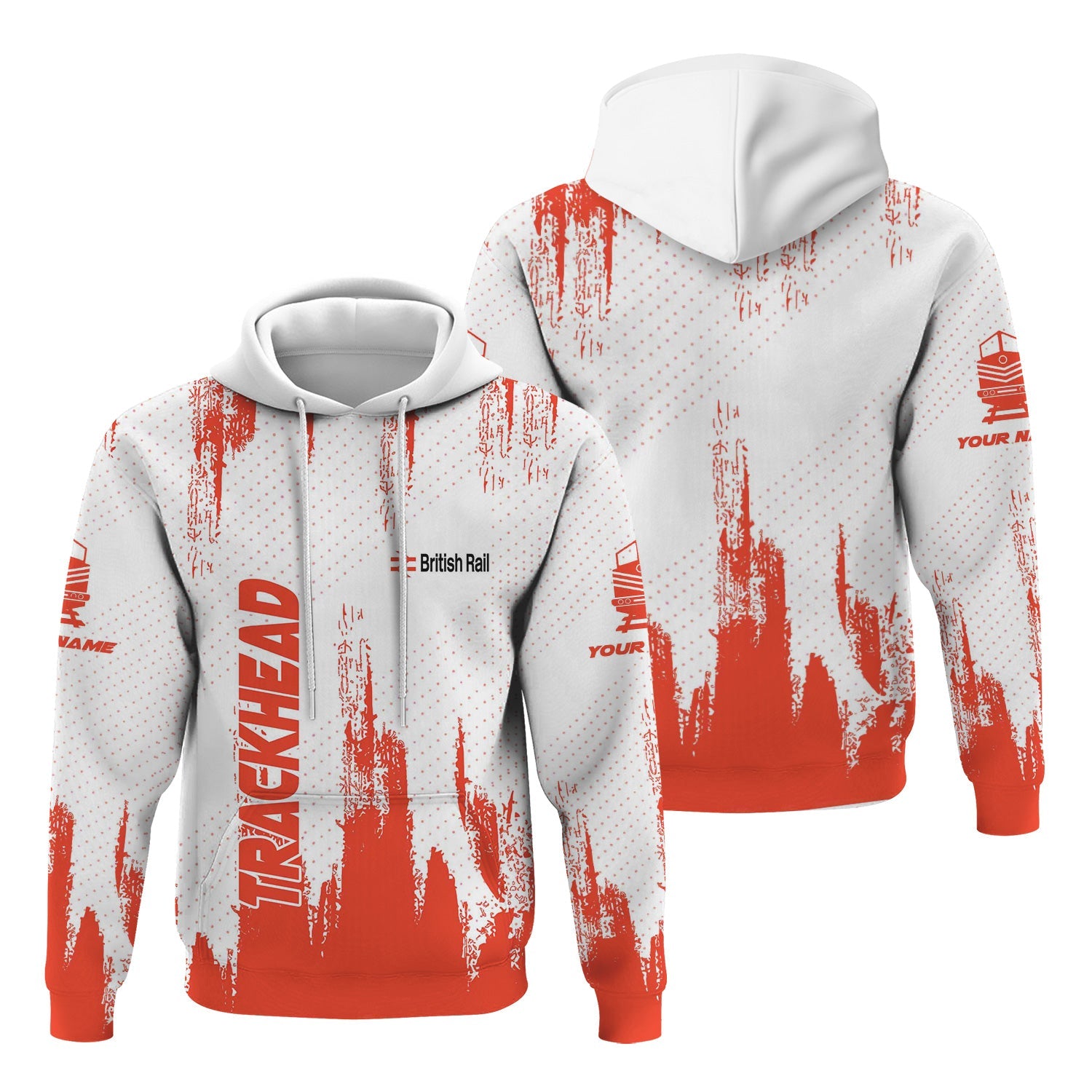 Railspirit Personalized British Railway Hoodie Paint Impact Design Train Zip Up Hoodie for Trackhead