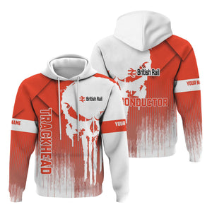 Railspirit Personalized British Railway Hoodie Skull Design with Custom Job Train Zip Up Hoodie for Trackhead Crew