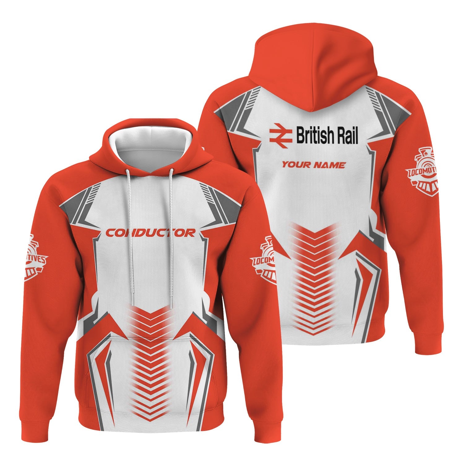 Railspirit Personalized British Railway Hoodie Standout Style with Custom Position Train Zip Up Hoodie