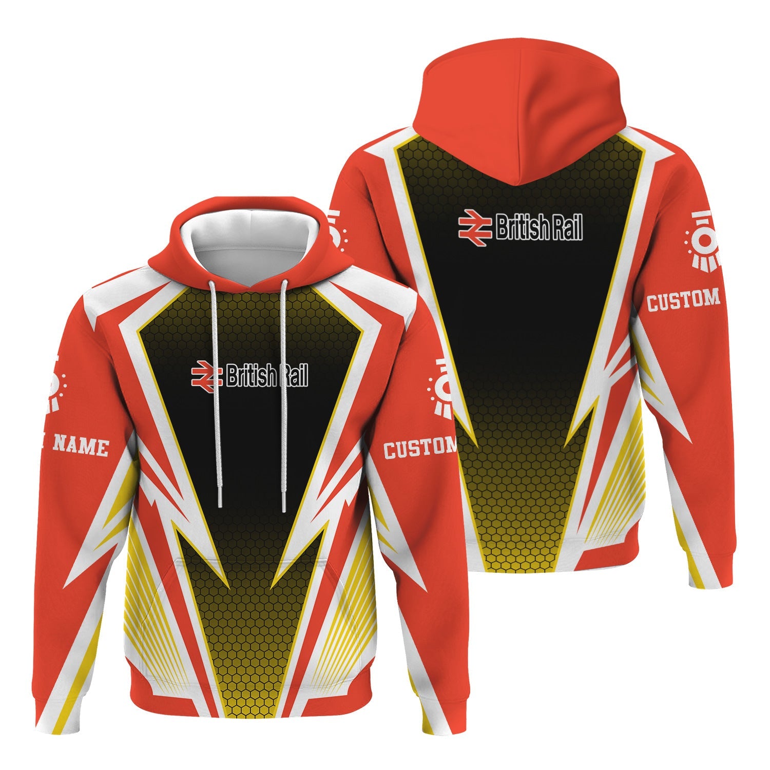 Railspirit Personalized British Railway Hoodie Lightning Graphic Style Zip Up Hoodie Gift Idea For Train Lover