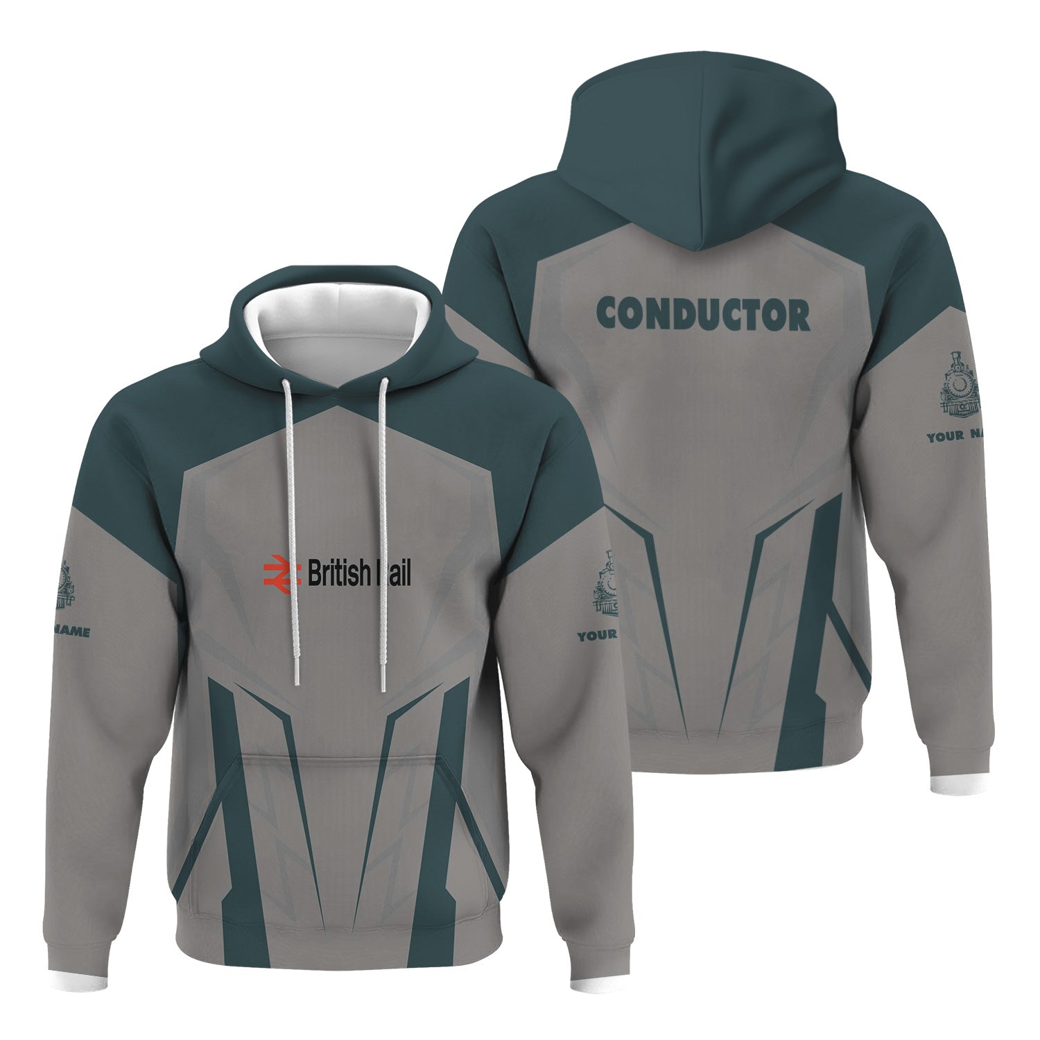 Railspirit Personalized British Railway Hoodie Futuristic Design with Custom Job Train Zip Up Hoodie