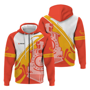 Railspirit Personalized British Railway Hoodie Flame-Inspired Style Zip Up Hoodie Gift Idea For Train Lovers