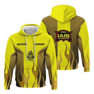 Railspirit Custom Name and Job Title Iowa Interstate Railroad Hoodie Flame Graphic IAIS Train Zip Up Hoodie