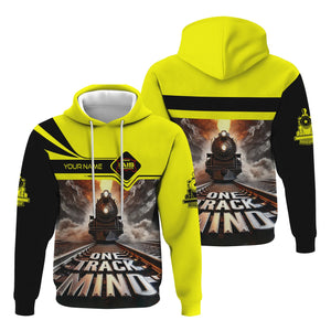 Railspirit Personalized Iowa Interstate Railroad Hoodie One Track Mind IAIS Train Printed ZIp Up Hoodie