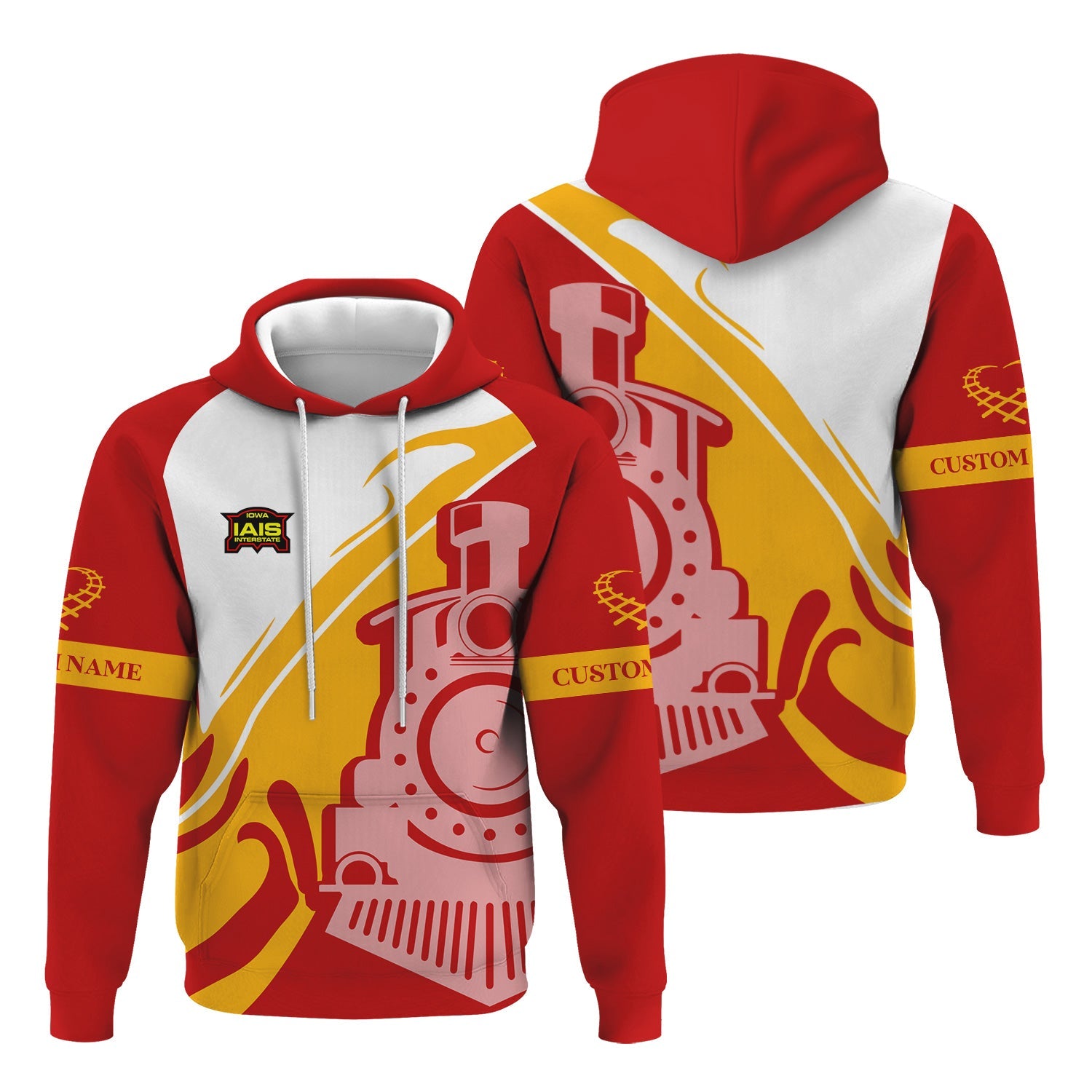 Railspirit Personalized Iowa Interstate Railroad Hoodie Flame-Inspired Style IAIS Zip Up Hoodie Gift Idea For Train Lovers