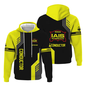 Railspirit Personalized Iowa Interstate Railroad Hoodie Unique Railway Style with Custom Job IAIS Train Zip Up Hoodie